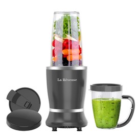 La Reveuse Personal Size Blender 250 Watts Power for Shakes Smoothies Seasonings Sauces with 1 Piece 15 oz Cup,1 Piece 10 oz Mug,BPA-Free (Black)
