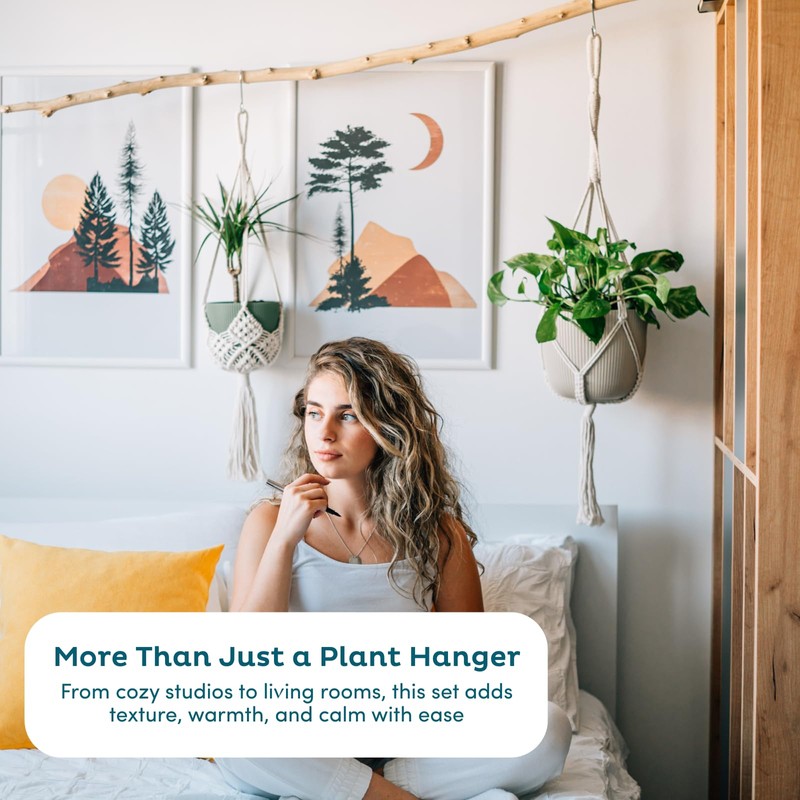 Nook Theory 4-Pack Macrame Plant Hangers with 8 Hooks -