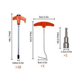 Hitopin 10 Stück Drehbare Zeltheringe mit Gewinde, Heringe Stahl mit Gewinde, Zelthaken für harten Boden, Zelt Zubehör Camping Heringe Schrauben, für Harten Boden, Wald, Wiesen, Gras(Ziegelrot)