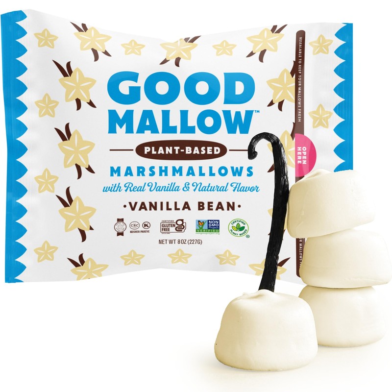 GoodMallow Vegan Marshmallows - Large Kosher Halal Gluten Free Dairy