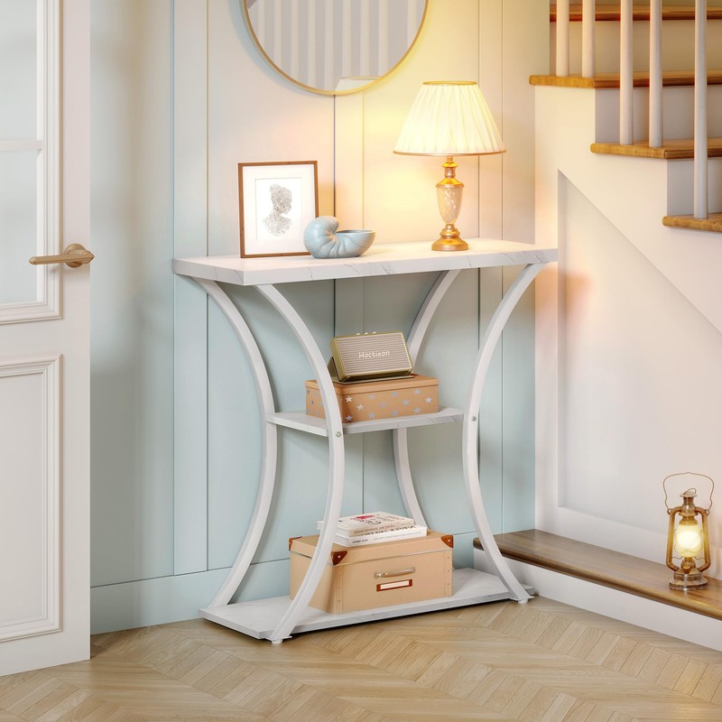 Hoctieon 3 Tier Console Table with Open Wood Shelves, Decorative