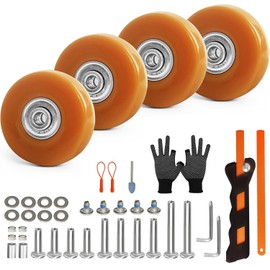 Luggage Wheels Replacement Kit 4PC Diameter 2in/50mm Thick 0.7in/18mm PU Wheels with Ball Bearing 3 Size Axles Full Set Repair Tool for Suitcase Trolley Bag Draw-bar Travel Box