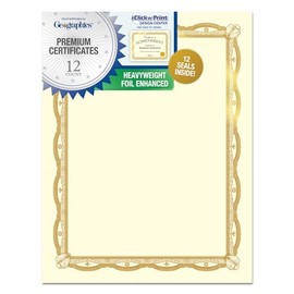 Geographics Heavyweight Certificates, 8-1/2" x 11", Gold Foil, Pack Of 12
