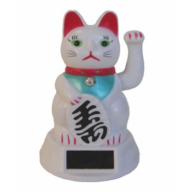 5" White Japanese Maneki Neko Beckoning Money Good Fortune Waiving Lucky Cat