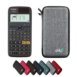 CALCUSO economy pack: Casio FX 85 DE X ClassWiz Technical Scientific Calculator + WYNGS Protective Case Light Grey