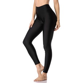 ATTRACO Swim Leggings Women Swimming Pants UPF 50+ Rash Guard Pants Black L