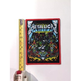 METALLICA " Pinball " DIRTY DONNY Premium Woven Patch Heavy Metal Emblem Badge - RED
