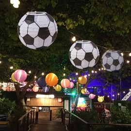 Housoutil Outdoor Decor Decor Hanging Lamp Shade Soccer Lanterns Decorations Lamp Football Sports Lantern Football Garden Light Pendant Hanging Lantern DIY Lanterns