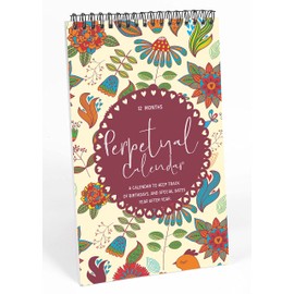 Inkdotpot Floral Perpetual Calendar, Important Dates to Remember- 6x9 Monthly and Daily Wall Hanging Journal for Special Days- Birthdays- Anniversaries Book Birthday Gift Planner Organizer