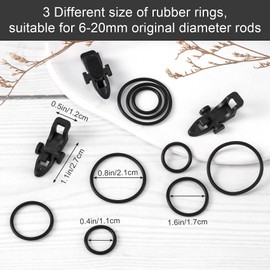HINZIC 12 Pack Fishing Rod Hook Holder & 36pcs Small/Medium/Large Size Rubber O Rings for Fish Lure Secure Keeper
