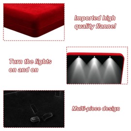 Shengxi Velvet Large Necklace Box, LED Light Jewellery Box, Velvet Jewellery Box, Gift Boxes Set, Jewellery Display with LED for Women, Jewellery, Necklace, Earring, Ring, Wedding Jewellery (Black)
