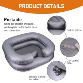 Portable Shampoo Bowl, Inflatable Hair Washing Sink for Bedridden, Disabled,Injured, Hair Washtub for Dreadlocks and at Home Sink Washing