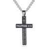 Amison Bible Verse Philippians 4:13 Cross Pendant Necklace Stainless Steel