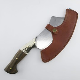 Handcrafted Gaucho Cleaver Knife – High Carbon Steel Blade – Deer Antler & Hardwood Handle – Argentine Bushcraft Hatchet for Camping, Hunting, Skinning – Includes Sheath