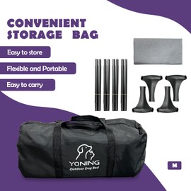 Yaning Outdoor Dog Bed with Portable Bag, Easy to Assemble Elevated Dog Bed for Medium Small Dogs, Raised Dog Cot with Pet-Friendly Feet, Breathable Mesh for Camping or Travel, Dark Grey