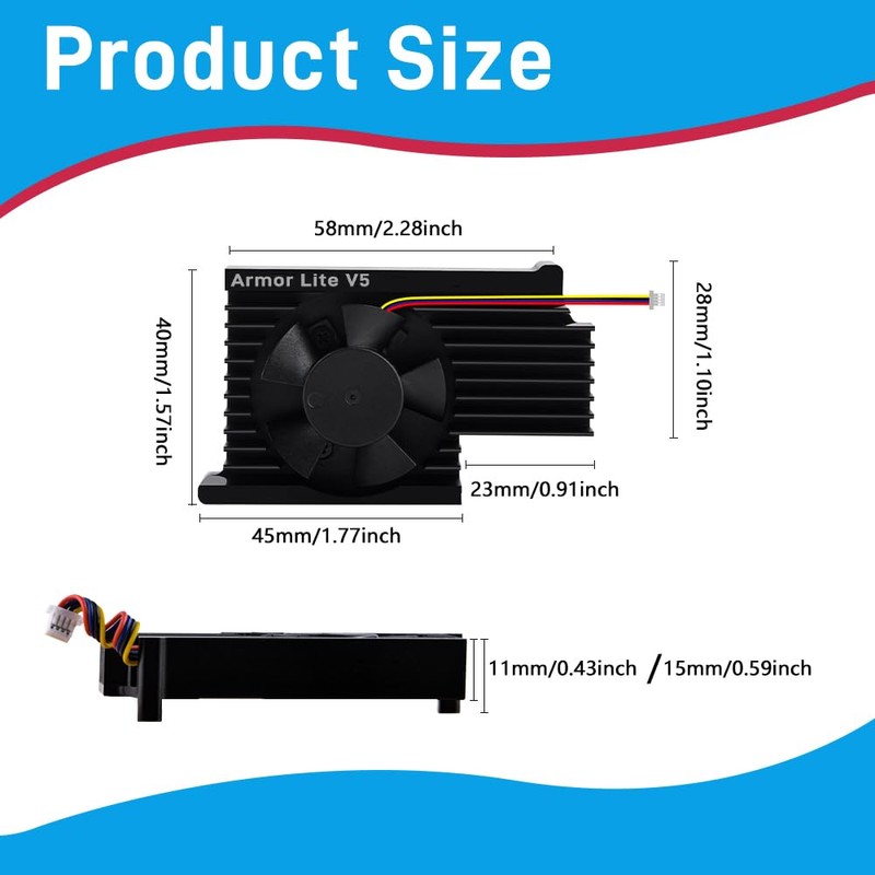 GeeekPi Active Cooler for Raspberry Pi 5, Armor Lite V5