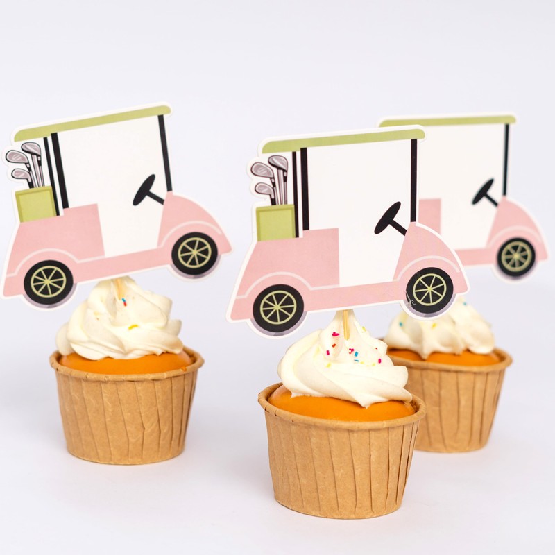 Gostman 8PCS Golf Cart Cupcake Toppers