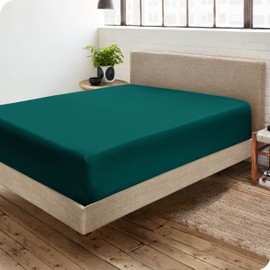 Bare Home Fitted Bottom Sheet Queen Size - Premium 1800 Microfiber - Ultra-Soft Hotel Luxury - Deep Pocket - Durable and Long Lasting - Queen Fitted Sheet (Queen, Emerald)