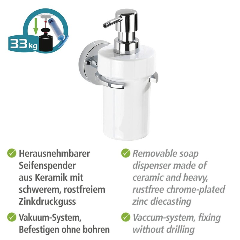 Wenko Zinc Die Cast, 22315100 Soap Dispenser Dispenser: Ceramic 11.5