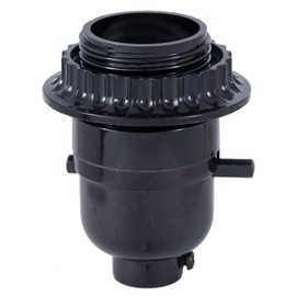 B&P Lamp® Push-Thru Style Black Plastic Phenolic Socket with Medium Base and Threaded Shell with Ring