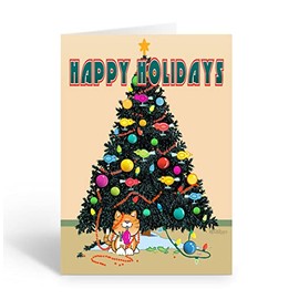 Stonehouse Collection Funny Cat Christmas Cards - 12 Holiday Boxed Cards & Envelopes - Cat Mischief - USA Made