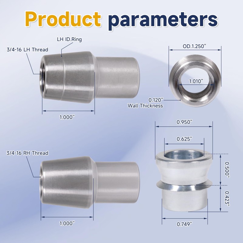 3/4" Heim Joints Rod End Kit Thread 0.75" Chromoly Heim