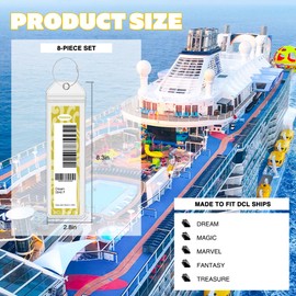 8 Pack DCL Cruise Luggage Tag Holders, Waterproof Durable Plastic with Steel Loops, Fits All DCL Ships Dream, Fantasy, Magic, Wonder, Wish, Treasure, Adventure, DCL Cruise Ship Essentials Must Haves