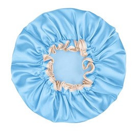IEOVIEE Gorrito para bañarte de Mujer, Gorro de Baño Impermeable Doble Capa con Diseño Florido Único, Reutilizable para Pelo Largo, Corto o Rizado -Az