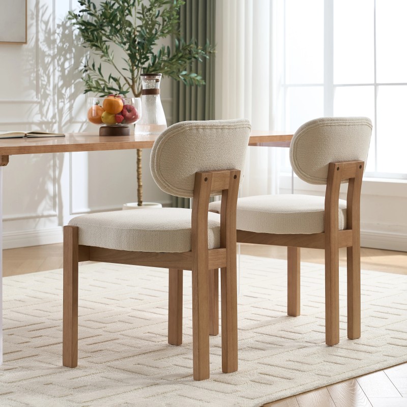 Elegant Farmhouse Accent Cane Solid Wood Leg Chenille Fabric Upholstered
