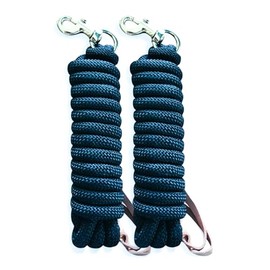 14ft Poly Lead Rope 2-Pack for Horses Training Lead Ropes with Strong Bolt Snaps (Navy Blue)