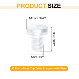 uxcell Glass Top Table Bumpers with Stem, 30Pcs Long Rubber Grippers Anti Slip Pads for 5mm Hole, Furniture Pads Foot End Caps Covers Protectors for Chair, Cupboard (Clear)