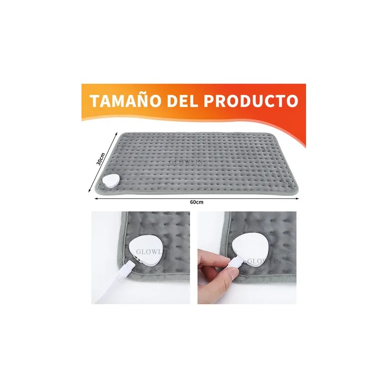 Almohadilla Eléctrica Glowlin de 60x30 cm con 9 Niveles de