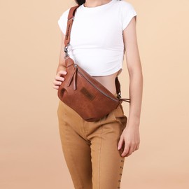 Wrangler Large Fanny Packs for Women Waist Bag Travel Belt Bags Crossbody Sling Bag Gifts for Women Men Brown