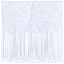 4 Panels White Backdrop Curtains for Wedding Party Wrinkle Free Backdrops Curtain Drapes Fabric Decorations Photo Back Drop Cloth for Baby Shower Photography Stage Reception 20ft(W) x 12ft(H)