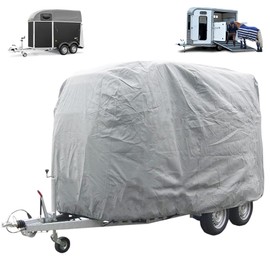 Horse Trailer Cover, Premium Waterproof Fabric, UV Resistant, Waterproof, Dustproof, Durable, Universal Carriage Cover with Storage Bag (L12.4 x W8 x H7.9FT)