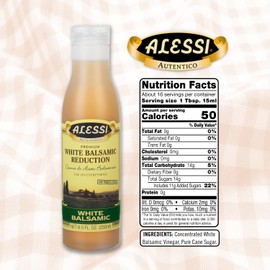 Alessi Balsamic Vinegar Reduction, Autentico from Italy, Ideal on Caprese Salad, Fruits, Cheeses, Meats, Marinades, White Balsamic (White Balsamic, 8.5 Fl Oz (Pack of 6))
