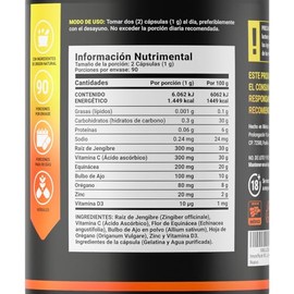 Immun Blend | 180 Cápsulas 1000 mg por porción | Jengibre, Vitamina C, D3, Zinc, Equinácea, Orégano y Ajo. Ingredientes naturales. Immun Blend B Life.