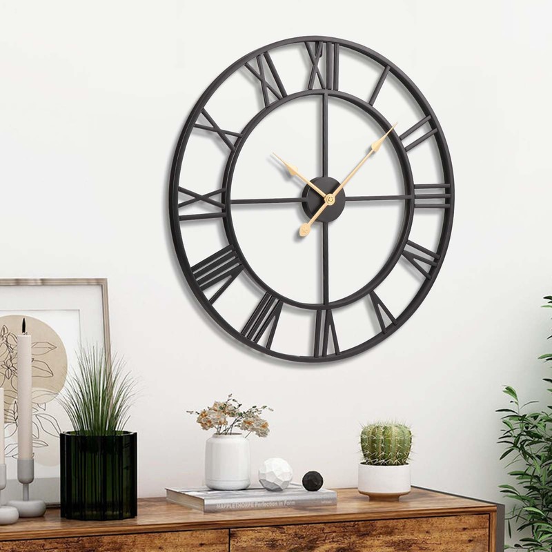 Vantic 32 Inch Large Wall Clock, Roman Numeral Metal Oversized