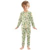 Krafig Cartoon Lizards Pattern Unisex Long-Sleeve PJ Sets, 2-Piece Pajamas
