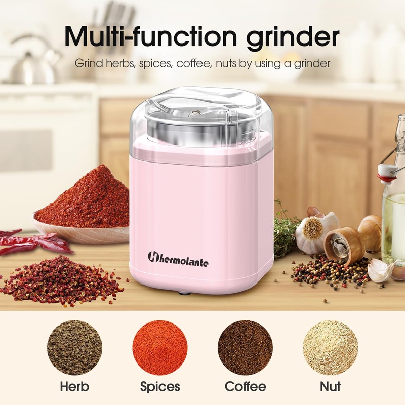 Hermolante Herb and Spice Grinder, 200W Electric With Stainless Steel