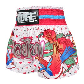 Tuff Sport Boxing Muay Thai - Pantalones cortos de boxeo para mujeres y niñas, artes marciales, entrenamiento, ropa de gimnasio, Blanco, rosa, M