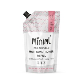 Miniml Natural Hair Conditioner Eco Friendly - 1L Refill Pink Grapefruit & Aloe Vera Men and Womens Sensitive Scalp & Skin Cruelty Free Vegan Formula - For Greasy, Curly, Dry Hair