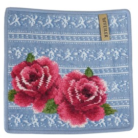 Fayler Handkerchief, Hand Towel, Towel Handkerchief, 9.8 inches (25 cm), Darndl Rose Blue