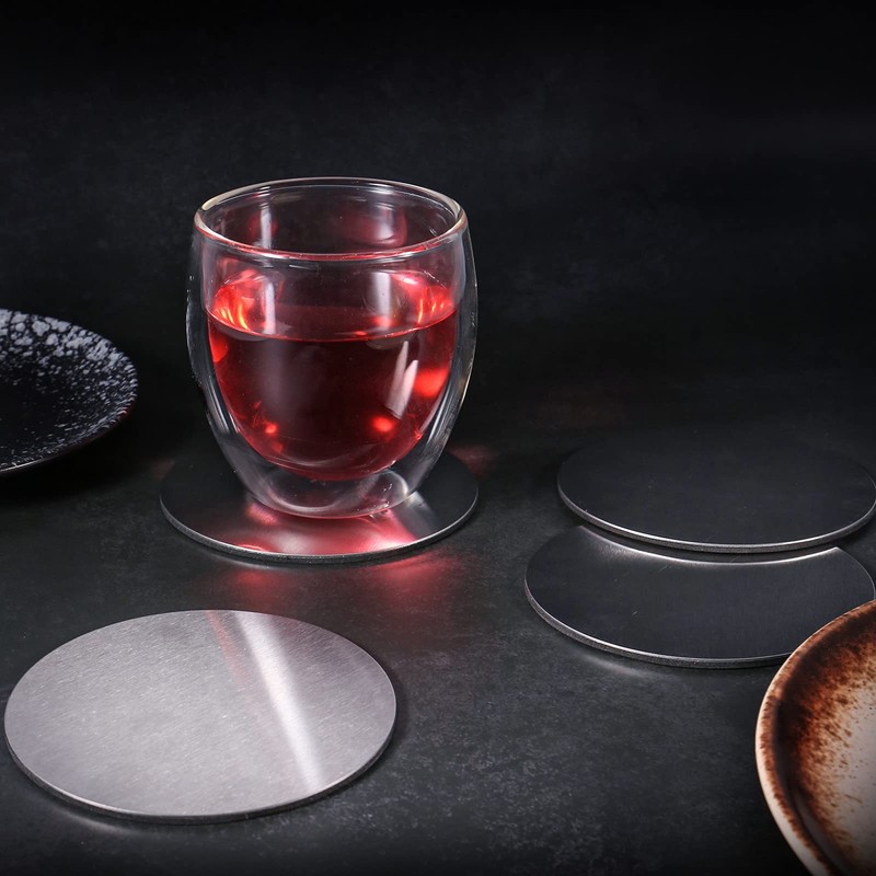 Cup Coasters, Newness Cup Coasters Set with Decorative Rack, Stainless