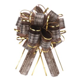 MECCANIXITY 10pcs 6 Inch Big Pull Bow Gift Wrapping Organza Bows Vintage Ribbon Dark Brown for Wedding Christmas Car Baskets Presents