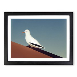 Minimalist Seagull Art H1022 Framed Print for Living Room Bedroom Home Office Décor, Wall Art Picture Ready to Hang, Black A4 Frame (34 x 25 cm)