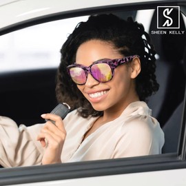 SHEEN KELLY TR90 Oversized Fits Over Sunglasses Mirrored Polarized Lens Cateye for Women Driver Goggles Over Glasses Lightweight