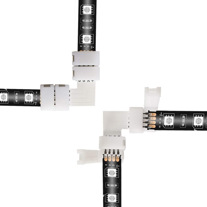 EKSAVE 4 Pin RGB LED Light Strip Connectors L Shape