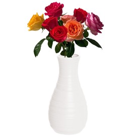 Composite Plastics Vase for Flowers, Unbreakable Ceramic Look Floral Vase for Home Decor Centerpieces, Arranging Bouquets, Connected Tubes (White)