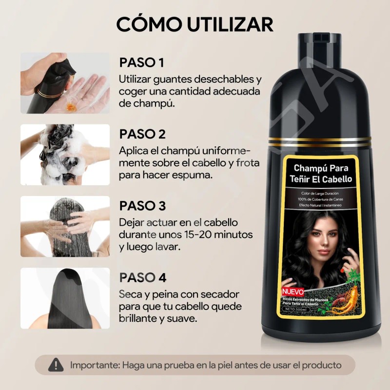 Shampoo Con Tinte De Cubre Canas Natural Jengibre 500ml